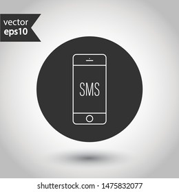 SMS vector icon. Mobile phone  SMS vector sign. Bubble chat SMS symbol. EPS 10. Round icon design