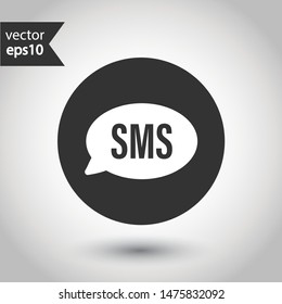 SMS vector icon. Mobile phone  SMS vector sign. Bubble chat SMS symbol. EPS 10. Round icon design