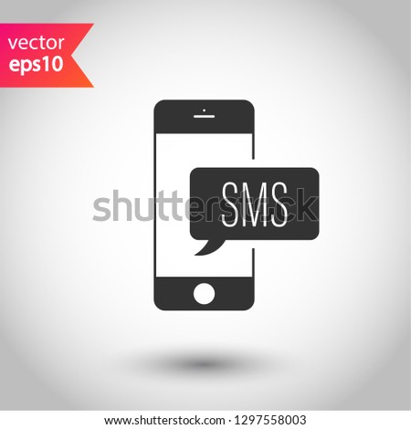 SMS vector icon. Mobile phone  SMS vector sign. Bubble chat SMS symbol. EPS 10
