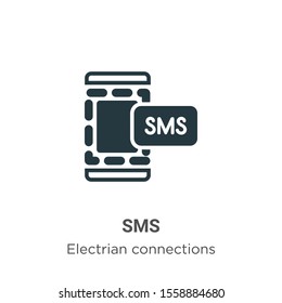 Sms vector icon on white background. Flat vector sms icon symbol sign from modern electrian connections collection for mobile concept and web apps design.