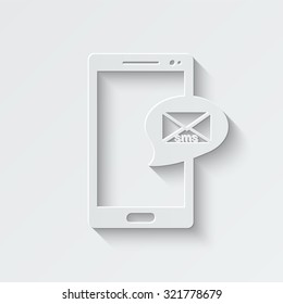 SMS vector icon - paper illustration