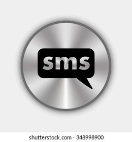 sms vector icon - round metallic button