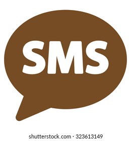 Sms vector icon. Style is flat symbol, brown color, rounded angles, white background.
