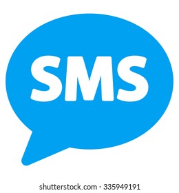 Sms vector icon. Style is flat symbol, blue color, rounded angles, white background.