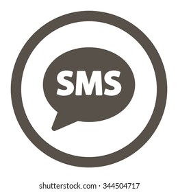 SMS vector icon. Style is flat rounded symbol, grey color, rounded angles, white background.