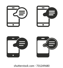 SMS vector icons set. black Illustration isolated for graphic and web design.