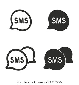 SMS vector icons set. black Illustration isolated for graphic and web design.