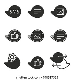 SMS vector icons set. Black illustration isolated for graphic and web design.
