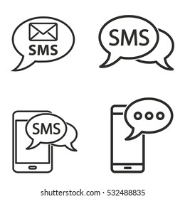 SMS vector icons set. Illustration isolated for graphic and web design.