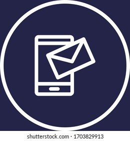 SMS-Vektorillustration-Symbol mit weißer  auf dunklem Hintergrund