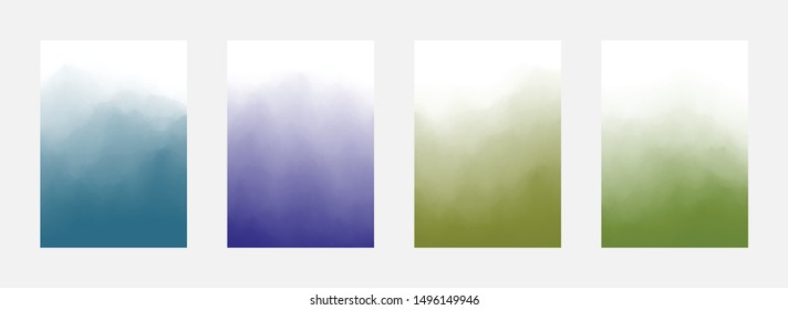 Smudge Abstract Cover Set. Multicolor Pattern. Modern Backdrop. Fade Texture. Vector illustration