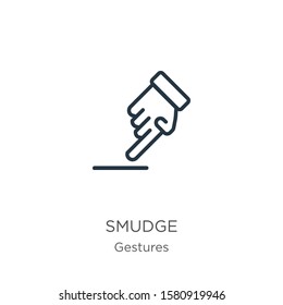 Smudge icon. Thin linear smudge outline icon isolated on white background from gestures collection. Line vector sign, symbol for web and mobile