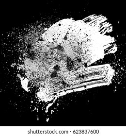 smudge and smear a white brush on black background, illustration clip-art