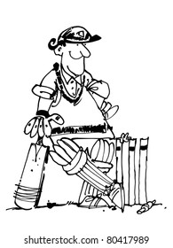 A Smug Cricketer waiting at the wickets