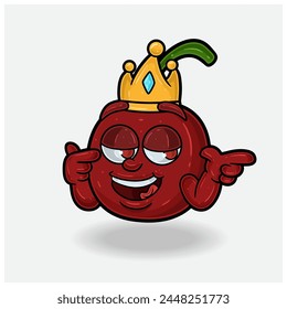 Smug expression with Cherry Fruit Crown Mascot Character Cartoon. Vector Illustrations