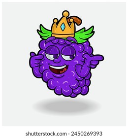 Smug expression with Grape Fruit Crown Mascot Character Cartoon. Vector Illustrations