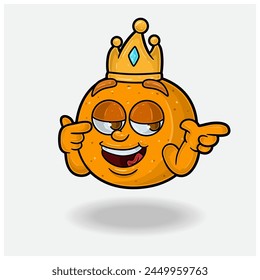 Smug expression with Orange Fruit Crown Mascot Character Cartoon. Vector Illustrations