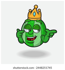 Smug expression with Watermelon Fruit Crown Mascot Character Cartoon. Vector Illustrations