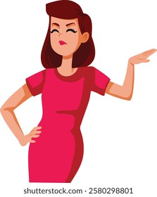 
Smug Lady Refuses Attention Vector Cartoon Character . Defiant woman having an arrogant stand being overconfident
