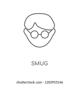 Smug linear icon. Smug concept stroke symbol design. Thin graphic elements vector illustration, outline pattern on a white background, eps 10.