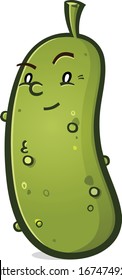 A Smug Little Pickle Cartoon Character Giving A Smirk And Raising An Eyebrow