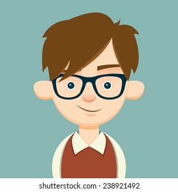 Smug Young Hipster. Vector Illustration. Eps10