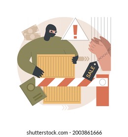 Smuggling abstract concept vector illustration. Illegal goods transportation, people trafficking, illicit transfer, immigration with fake documents, crossing border, contraband abstract metaphor.