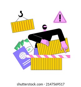 Smuggling abstract concept vector illustration. Illegal goods transportation, people trafficking, illicit transfer, immigration with fake documents, crossing border, contraband abstract metaphor.