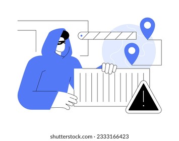 Ilustración vectorial de concepto abstracto. Los funcionarios de aduanas comprueban el transporte de mercancías, las importaciones en gris, los negocios de exportación, el comercio exterior, los servicios de transporte marítimo internacional y la metáfora abstracta.