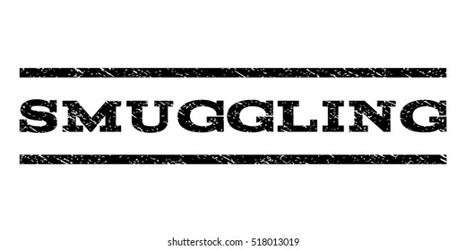 Smuggling watermark stamp. Text caption between horizontal parallel lines with grunge design style. Rubber seal stamp with dirty texture. Vector black color ink imprint on a white background.