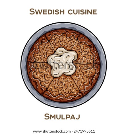 Smulpaj - A Swedish crumble pie made with a fruit filling and a crispy crumble topping. Hand-drawn vector illustration