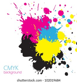 SMYK girl, colorful background with splashes