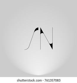 SN Black thin minimalist LOGO Design with Highlight on Gray background.
