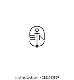 Diseño de logotipo de letra creativa SN en concepto de ancla con diseño profesional de alta calidad que se imprimirá en cualquier medio de impresión