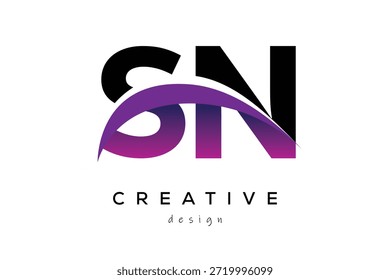 SN kreative und moderne Buchstaben Logo-Design mit kreativen lila Welle abstrakte Latter Logo Konzept.