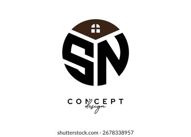 SN Creative Real Estate Monogram Logo Concept Design in Circle Shape