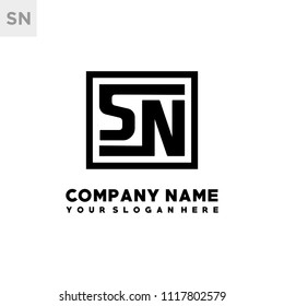 SN initial box letter logo template vector