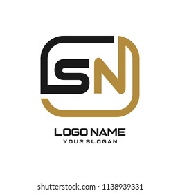 SN initial box letter logo template vector