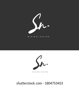 SN Initial handwriting or handwritten logo for identity. Logo with signature and hand drawn style.