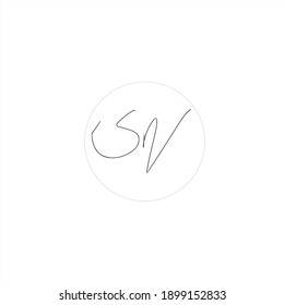 Logo de escritura manual inicial de SN para identidad