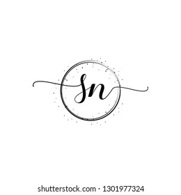 SN Initial Handwriting logo template vector