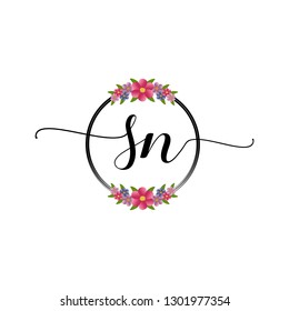SN Initial Handwriting logo template vector