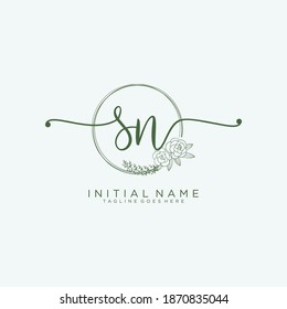 Vector de logotipo de escritura manual inicial de SN