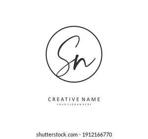 SN Initial letter handwriting and  signature logo. A concept handwriting initial logo with template element.