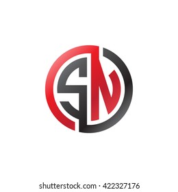 SN initial letters looping linked circle logo red black