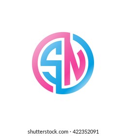 SN initial letters looping linked circle logo pink blue