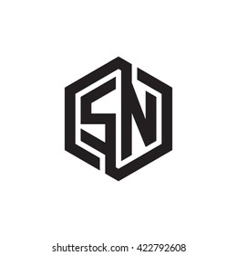 SN initial letters looping linked hexagon monogram logo