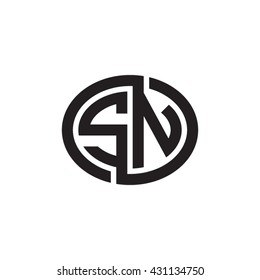 SN initial letters looping linked ellipse monogram logo