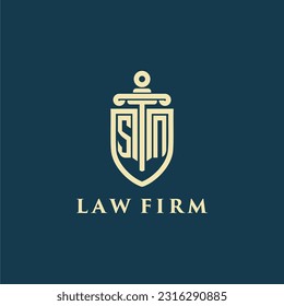 SN initial monogram for law firm with sword and shield logo image