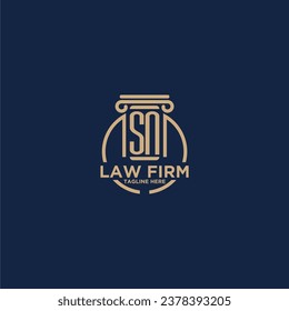 SN initial monogram for law firm with creative circle line